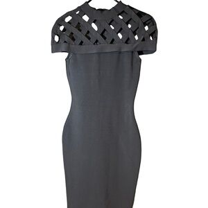 BRAND NEW!!! Bodycon Midi Dress in Grey with Lattice Cutout on the Shoulder